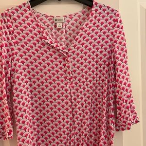 Pink and white rayon blouse